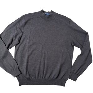 Joseph & Lyman Mens XL Gray Italian Merino Wool Mock Neck Sweater Knit Academia